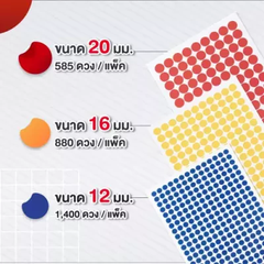 สติกเกอร์พีวีซีวงกลม สีเหลือง ขนาด 20MM 5แผ่น/Pack