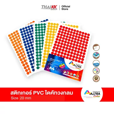สติกเกอร์พีวีซีวงกลม ขนาด 20MM 5แผ่น/Pack