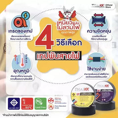 เทปพันสายไฟ PVC Electrical Color Tape 18 มม. x 10 เมตร
