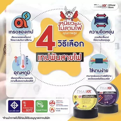 เทปพันสายไฟ สีดำ 19 มม. x 10 เมตร (รุ่น มอก.) 12F