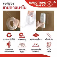 เทปกาวสองหน้าใส เทปนาโน แรงยึดเกาะสูง ขนาด M (30 มม.X3 ม.)